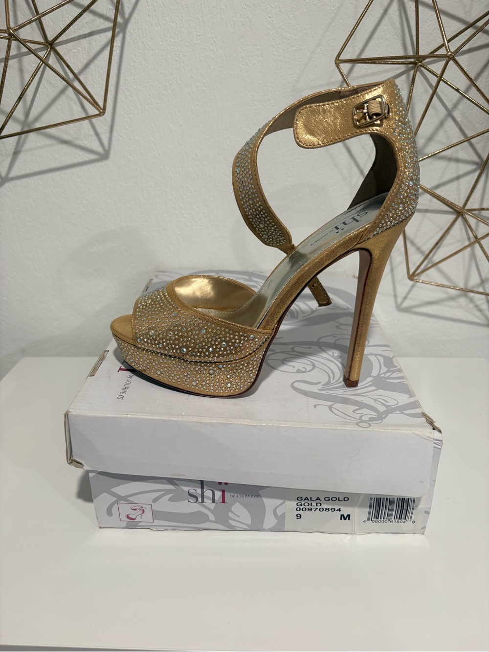Shi by JOURNEYS Gold Rhinestone Platform High Heel Sandals